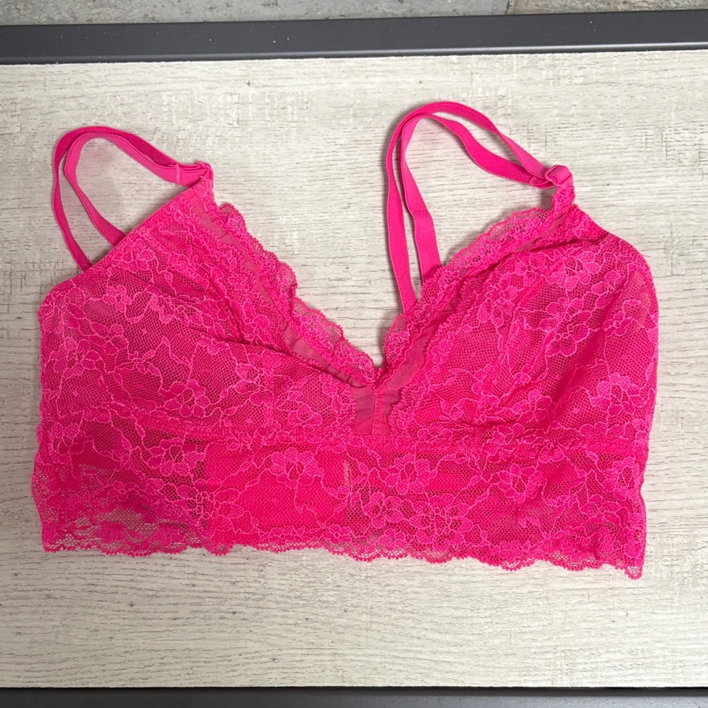 PINK Victoria's Secret Lace Bralette - Hot Pink XS
